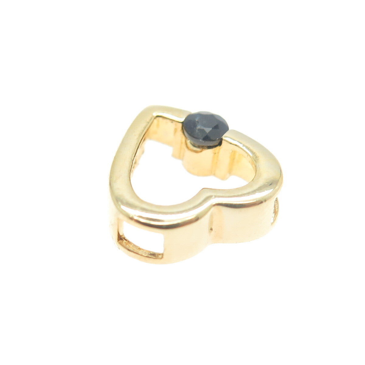 925 Sterling Silver Gold Plated Real Sapphire Heart Slide Pendant