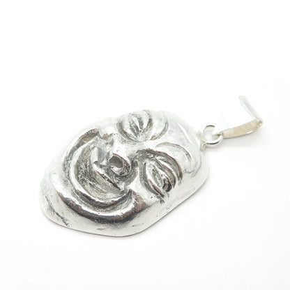 925 Sterling Silver Vintage Drama Laughing Mask Pendant