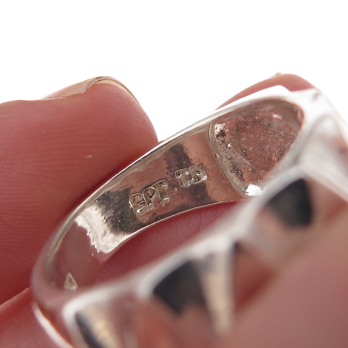 925 Sterling Silver Vintage Modernist Diamond-Shape Oxidized Ring Size 9