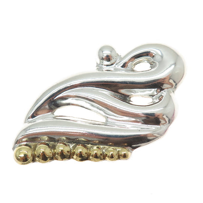925 Sterling Silver 2-Tone Vintage Mexico Modernist Pin Brooch