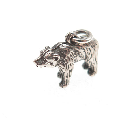 925 Sterling Silver Vintage Bear Oxidized 3D Mini Charm Pendant