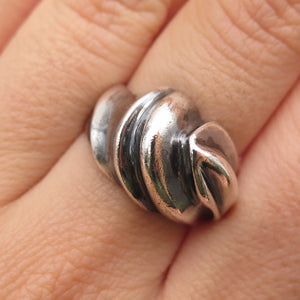 925 Sterling Silver Vintage Modernist Dome Oxidized Ring Size 7