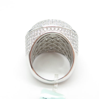 925 Sterling Silver Pave C Z Domed Ring Size 8