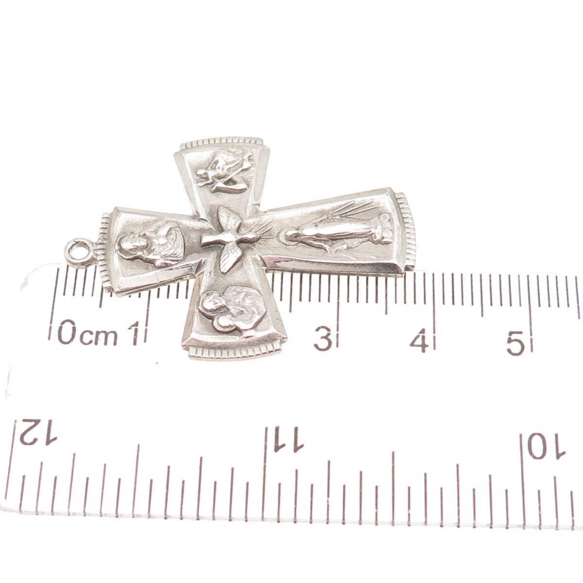 925 Sterling Silver Antique Art Deco 4-Way Cross Catholic Charm Pendant