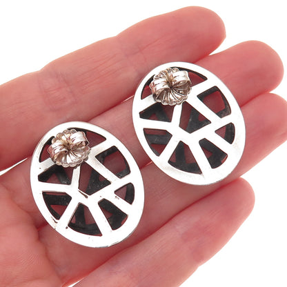 Victoria Varga 925 Sterling 14K Gold Posts Vintage Modernist Oxidized Earrings