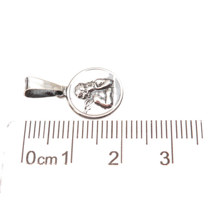 925 Sterling Silver Vintage Italy Cherub Oxidized Charm Pendant