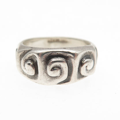 ERIC T. 925 Sterling Silver Vintage Modernist Spiral Oxidized Ring Size 6