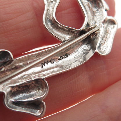 Marie Jennifer 925 Sterling Silver Vintage Modernist Panther Pin Brooch