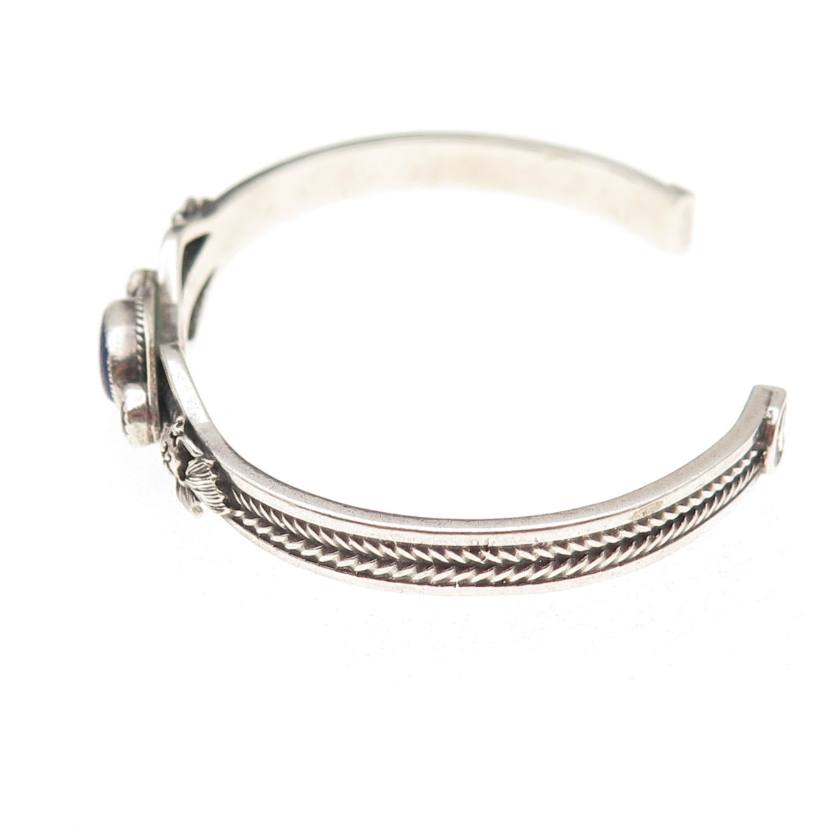 Aldrich 925 Sterling Silver Vintage Real Multi-Gem Adjustable Cuff Bracelet 6"