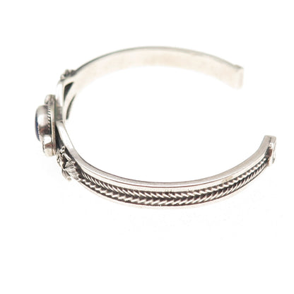 Aldrich 925 Sterling Silver Vintage Real Multi-Gem Adjustable Cuff Bracelet 6"