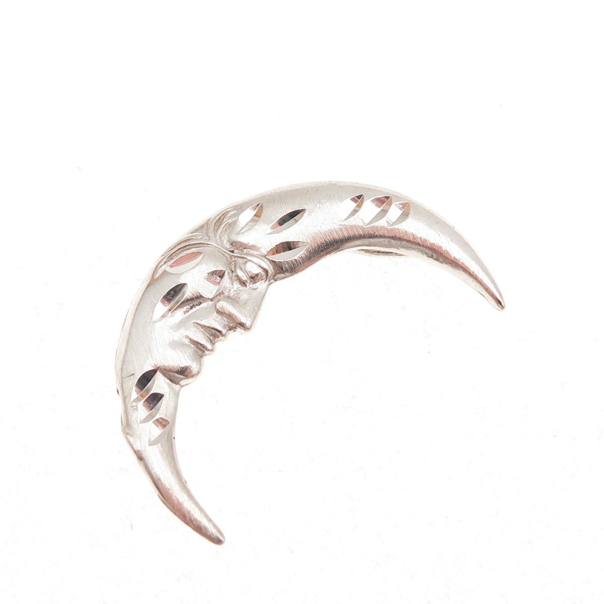 925 Sterling Silver Vintage Crescent Man in The Moon Slide Pendant
