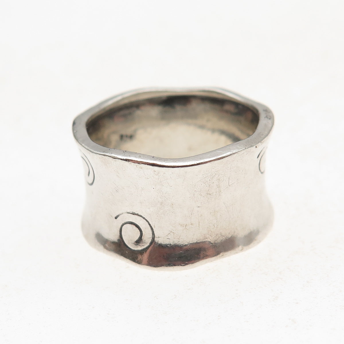 Didae 925 Sterling Silver Vintage Israel Modernist Spiral Oxidized Ring Size 8