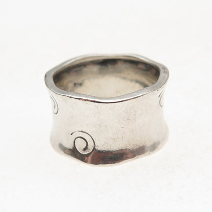 Didae 925 Sterling Silver Vintage Israel Modernist Spiral Oxidized Ring Size 8