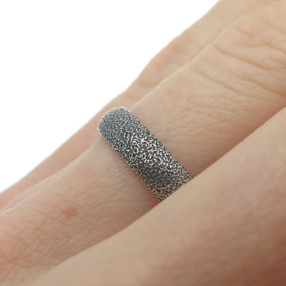 925 Sterling Silver Vintage Textured Oxidized Band Ring Size 7.5