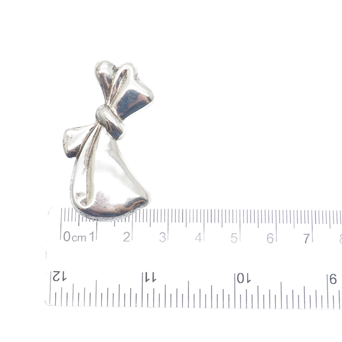 925 Sterling Silver Vintage Puffy Ribbon Bow Pin Brooch