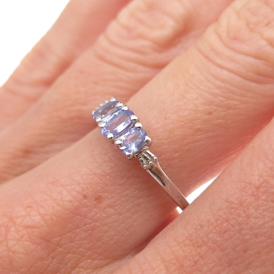 Chuck Clemency 925 Sterling Silver Real Oval-Cut Tanzanite Ring Size 7