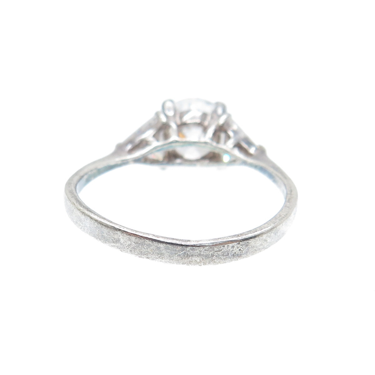 925 Sterling Silver Round & Triangle-Cut C Z Engagement Ring Size 10