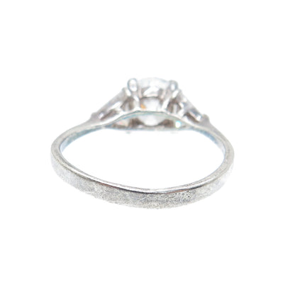 925 Sterling Silver Round & Triangle-Cut C Z Engagement Ring Size 10