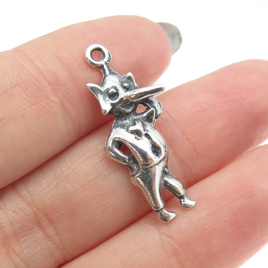 925 Sterling Silver Vintage Elephant Heart Cartoon Charm Pendant