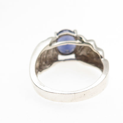 Mei 925 Sterling Silver Vintage Real Iolite Modernist Ring Size 7