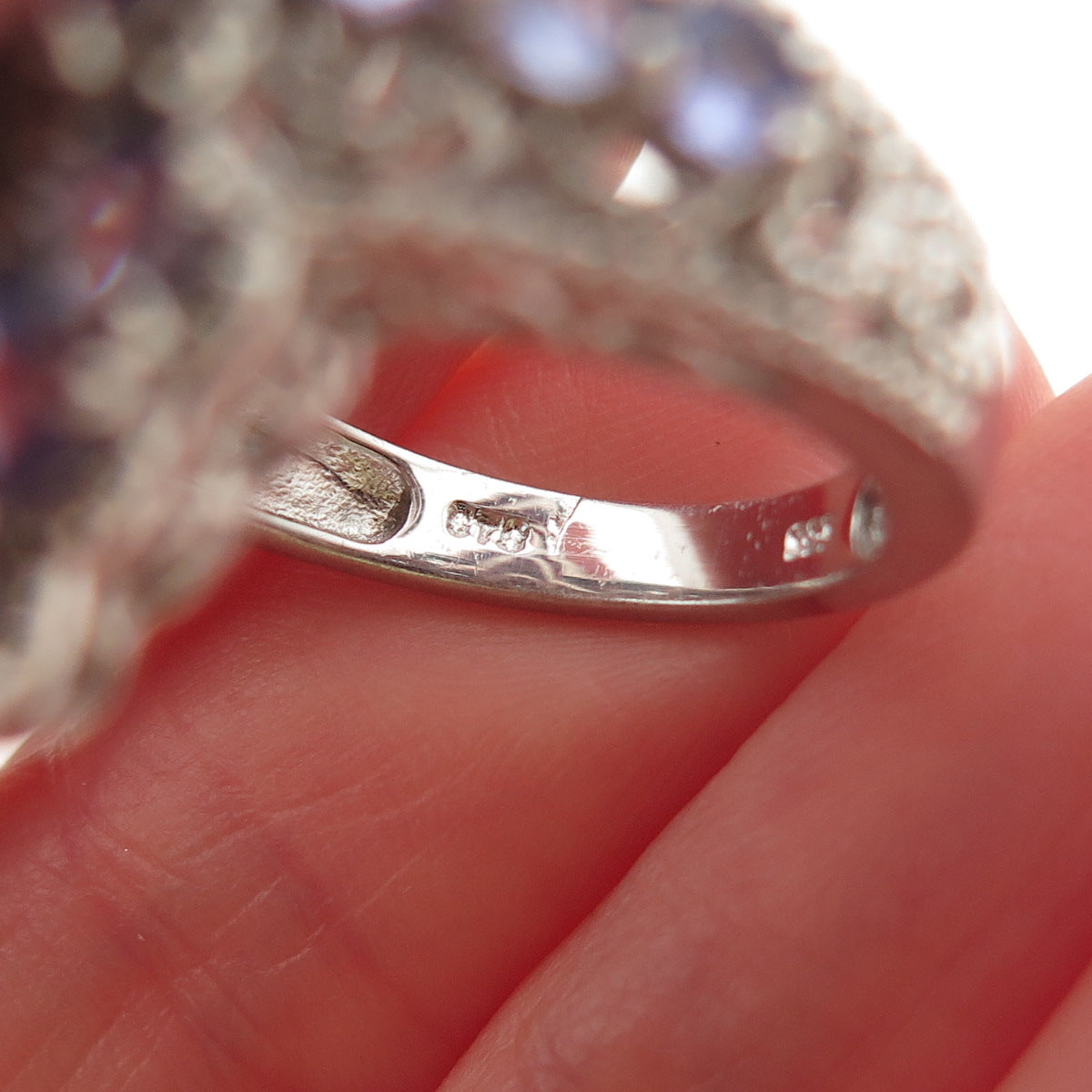 Chuck Clemency Sterling Silver Real Pear & Round-Cut Tanzanite Ring Size 8.25