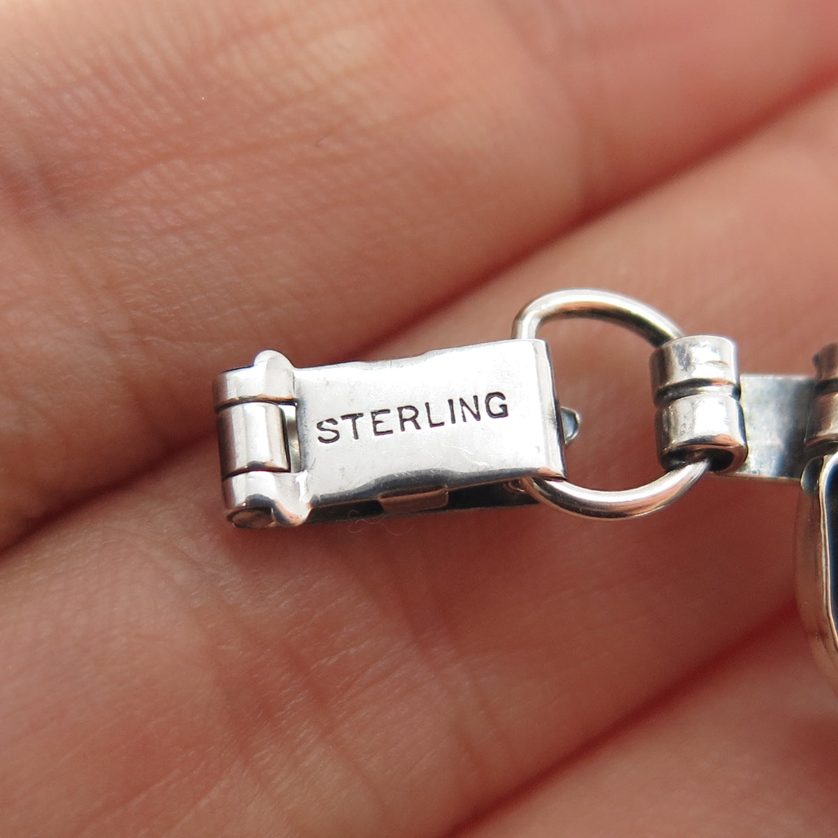 925 Sterling Silver Vintage Modernist Link Bracelet 7.25"