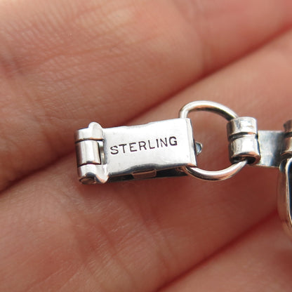 925 Sterling Silver Vintage Modernist Link Bracelet 7.25"
