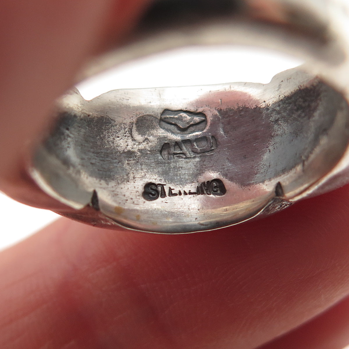 925 Sterling Silver Vintage Modernist Oxidized Ring Size 7