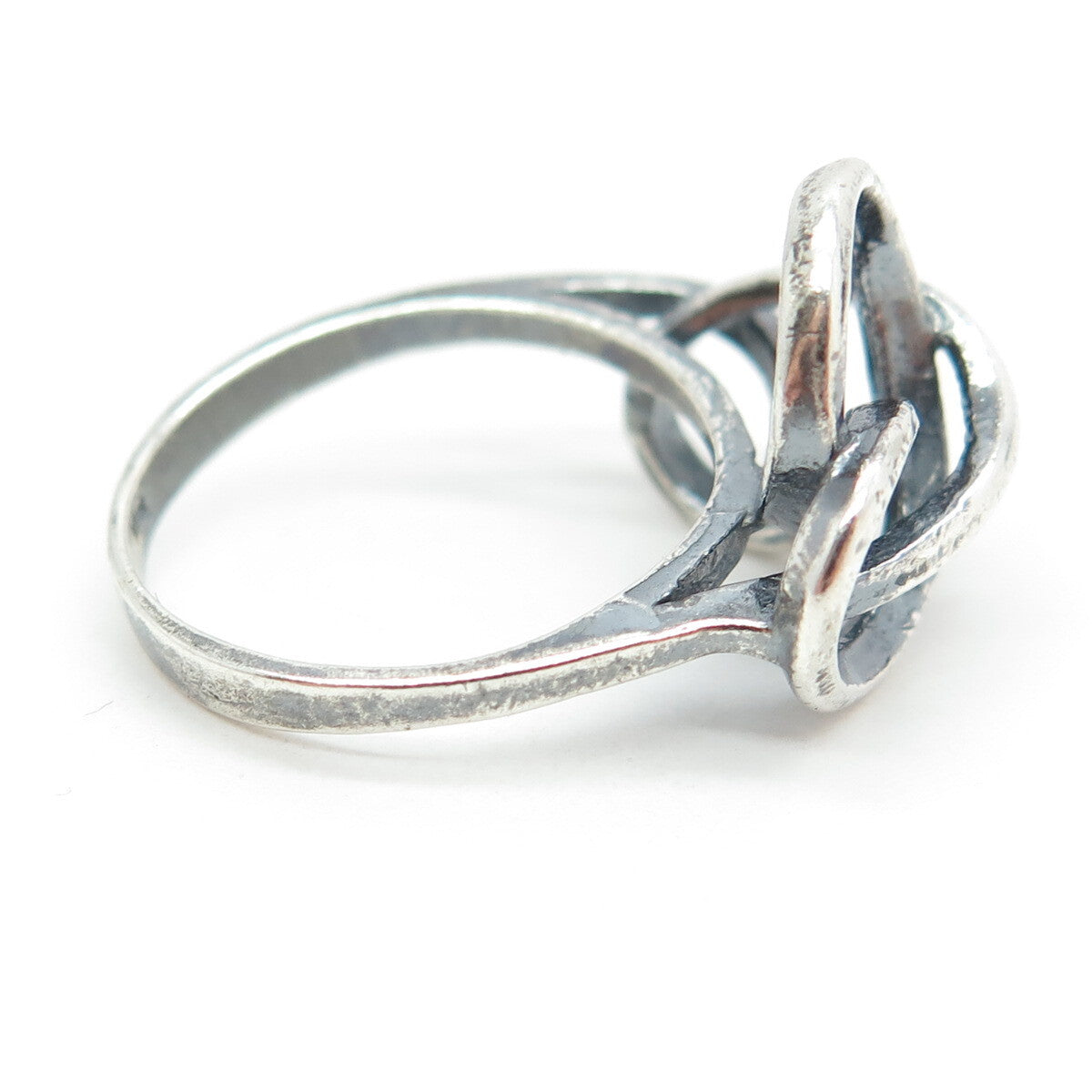 925 Sterling Silver Vintage Twisted Knot Oxidized Ring Size 5.75