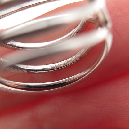 DSMK 925 Sterling Silver Round-Cut C Z Crisscross Ring Size 7.5