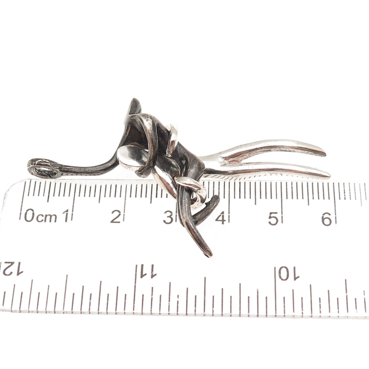 925 Sterling Black Rhodium Vintage Mexico Dancing Couple Modernist Pendant