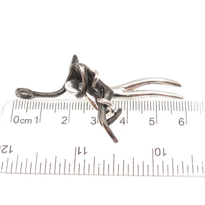 925 Sterling Black Rhodium Vintage Mexico Dancing Couple Modernist Pendant