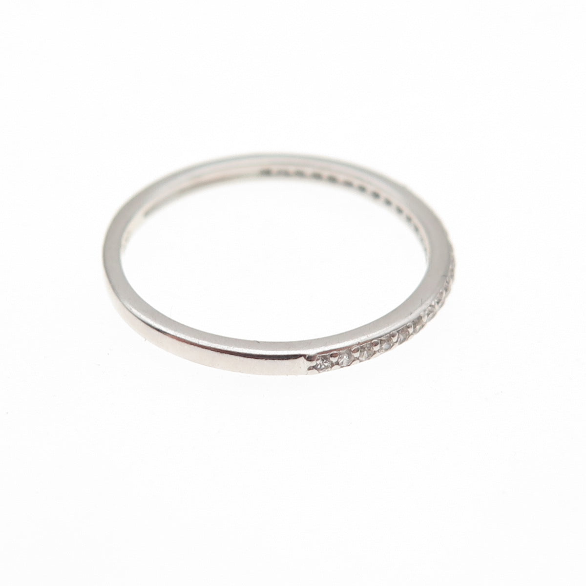 925 Sterling Silver Round-Cut C Z Half Eternity Stackable Band Ring Size 6