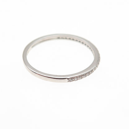925 Sterling Silver Round-Cut C Z Half Eternity Stackable Band Ring Size 6