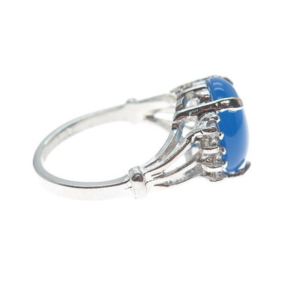 VARGAS & LIND 925 Sterling Silver Vintage Real Chalcedony & C Z Ring Size 7.25