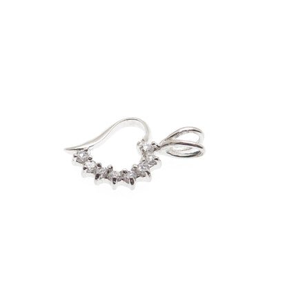 925 Sterling Silver Round-Cut C Z Heart Minimalist Charm Pendant