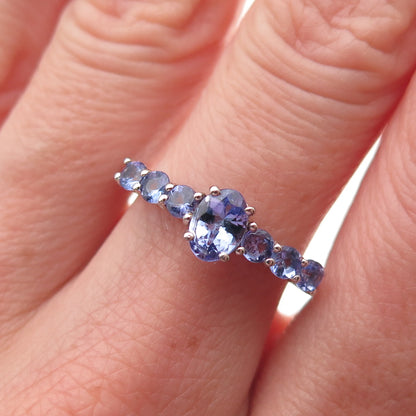 Chuck Clemency Sterling Silver Real Oval & Round-Cut Tanzanite Ring Size 8.25