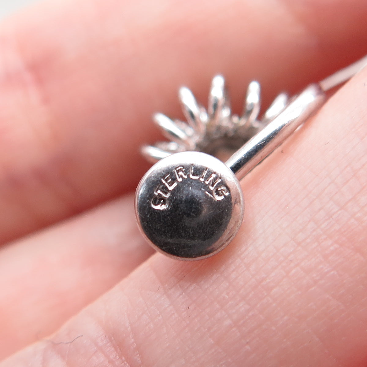 925 Sterling Silver Antique Art Deco Spiral Flower Screw Back Earrings