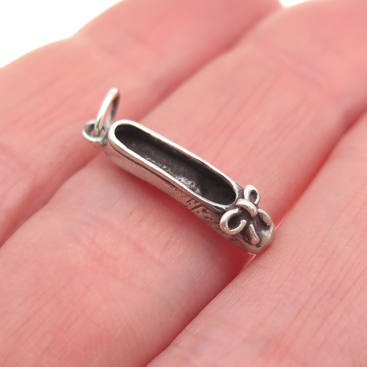 Sunwest 925 Sterling Silver Vintage Ballerina Shoe Oxidized Mini Charm Pendant
