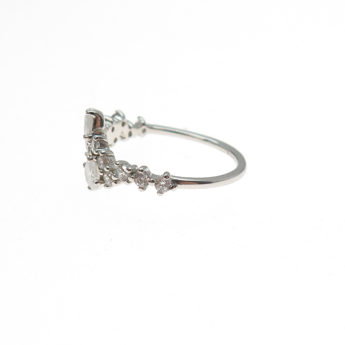 BOMB PARTY 925 Sterling Silver Round-Cut C Z Ring Size 7.5