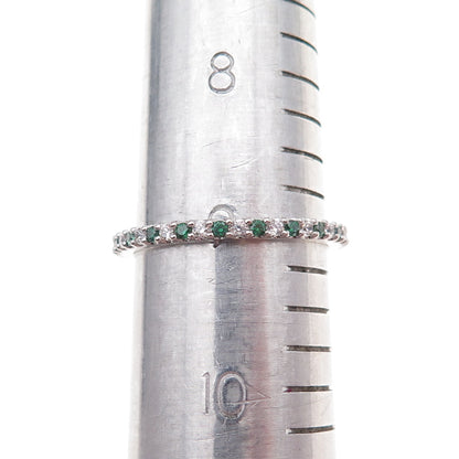 925 Sterling Silver Real Chrome Diopside & C Z Eternity Band Ring Size 9