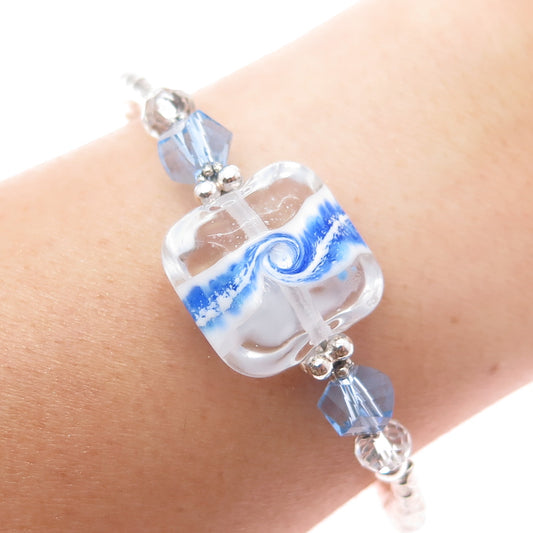 JOSHUA BENBASSAT JBB 925 Sterling Silver Vintage Murano Glass Bracelet 6.25"