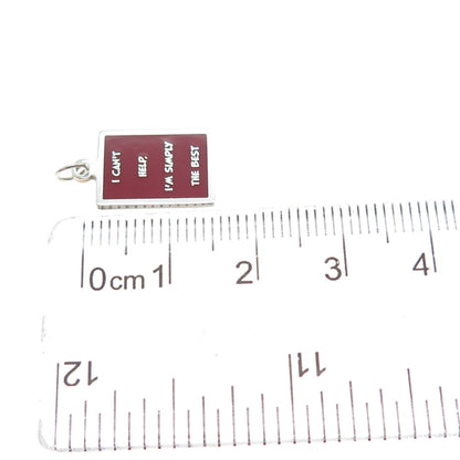 925 Sterling Silver Enamel I Can't Help I'm Simply The Best Minimalist Pendant