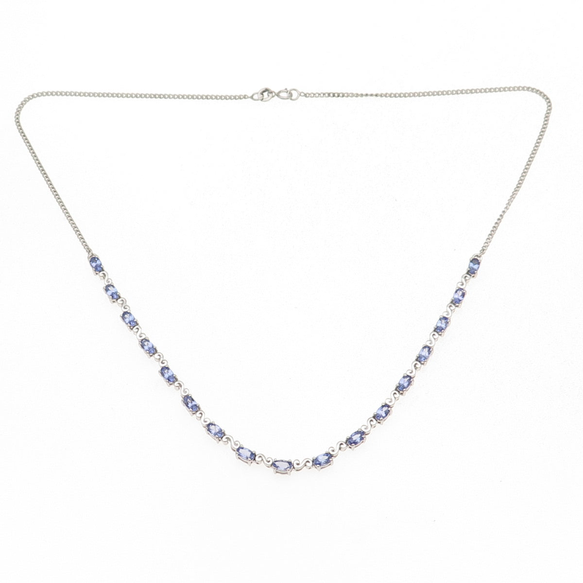 Chuck Clemency 925 Sterling Silver Real Tanzanite Cuban Chain Necklace 18"