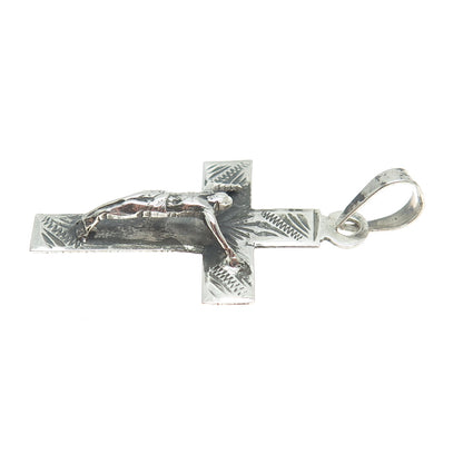 925 Sterling Silver Vintage Crucifix Cross Oxidized Pendant