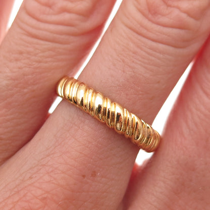 Ross Simons 925 Sterling Silver Gold Plated Ribbed Band Ring Size 7