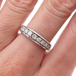 925 Sterling Silver Real Round-Cut Diamond Half Eternity Band Ring Size 6.5