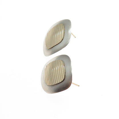 NABCO 925 Sterling Silver 14K Gold Vintage Modernist Earrings