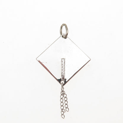 Spencer Co. 925 Sterling Silver Vintage Graduation Hat Mini Charm Pendant