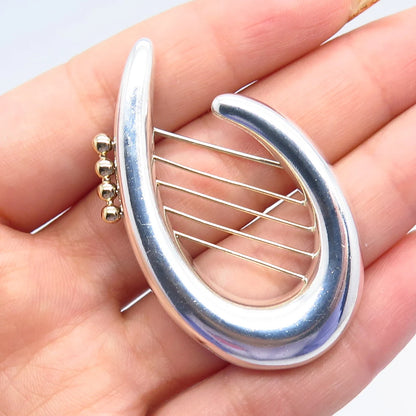925 Sterling Silver / 14K Gold Vintage Modernist Pin Brooch